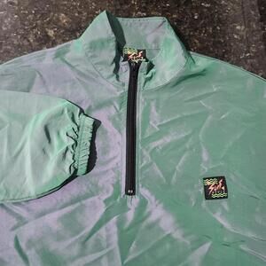 Vintage Surf Style ¼ Zip Windbreaker Pullover Iridescent Retro Mens Medium